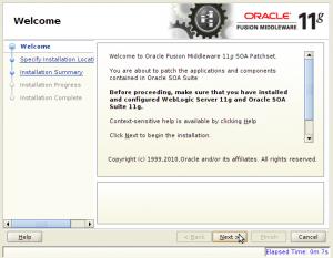 Oracle Fusion Middleware 11g SOA Patchset Installation - Step 1 of 5