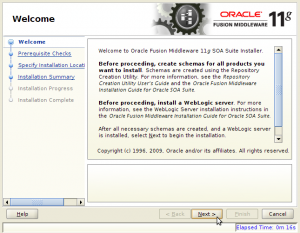 Oracle Fusion Middleware 11g SOA Suite Installation - Step 1 of 6