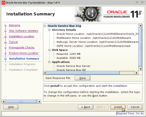 Oracle Service Bus 11g Installation - Step 7 of 9