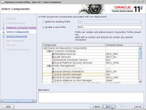 Repository Creation Utility - Step 3 of 7 : Select Components