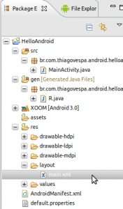 Package Explorer main.xml