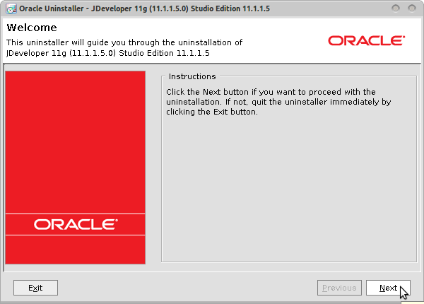 Oracle Uninstaller - JDeveloper 11g (11.1.1.5.0) Studio Edition 11.1.1.5
